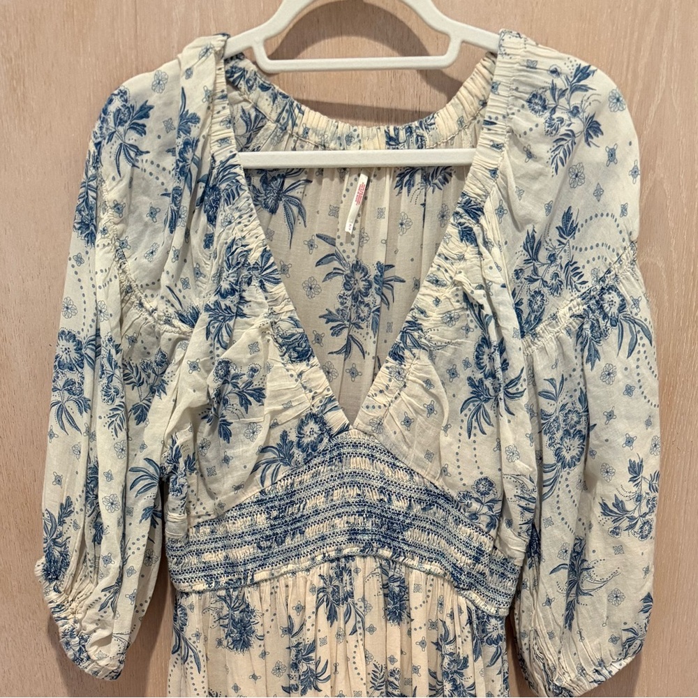 Floral Blue and White Dress